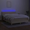 vidaXL Boxspringbett mit Matratze & LED Creme 140x190 cm Stoff 3133714 Bild 4