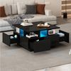 STILVORA Couchtisch Hochglanz wohnzimmertisch sofatisch mit 4 schubladen,Beistelltisch (Satztisch, Wohnzimmertisch, Beistelltisch, 1-St, mit 4 schubladen), mit LED licht, geometrische Design Bild 2