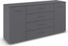rauch Aditio Box, Kommode, 2-türig, 4 Schubladen, mit Softclose-Funktion, Farbe Grau metallic, BxHxT 160x81x43cm Bild 3