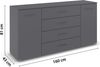 rauch Aditio Box, Kommode, 2-türig, 4 Schubladen, mit Softclose-Funktion, Farbe Grau metallic, BxHxT 160x81x43cm Bild 4