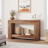 GarveeMore Konsolentisch Landhausstil Beistelltisch Ablagetisch Wohnzimmertisch Baumkantentisch, 120 cm Holztisch mit 2 Ebenen, Ablage, stabil & pflegeleicht Bild 3