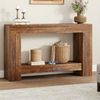 GarveeMore Konsolentisch Landhausstil Beistelltisch Ablagetisch Wohnzimmertisch Baumkantentisch, 120 cm Holztisch mit 2 Ebenen, Ablage, stabil & pflegeleicht Bild 4