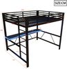 Merax Hochbett, 160x200cm, Kinderbett, Jugendbett, Gaming-Metall-Hochbettgestell mit LED-Beleuchtung, USB-Ladestation und Schreibtisch, Schwarz Bild 4