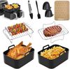 SURFOU Silikonform Airfryer Zubehör Heißluftfritteuse zubehör 26-teilig BPA-frei fürNinja, (für Ninja Foodi AF300EU AF400EU 7,6L-9,5L und die meisten Dual Zone Heißluftfritteusen, Schnell zubereitet, gesund, fettarm, 304Edelstahl, Lebensmittelechtes Si... Bild 2