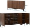 IDEASY Sideboard 150 x 40 x 80 cm Eiche dunkel gemasert, Mid-Century Modern Küchenschrank (Dekoschrank, 3 Türen, welliges 3D-Design, verstellbare Einlegeböden), Mit Kippsicherung-stilvolle Aufbewahrung für Wohnzimmer, Esszimmer,Bür Bild 2