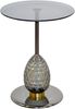 Moderner Beistelltisch Rund Ø45cm Glas Metall Schwarz/Gold Titan Chrom Grauglas Bild 4