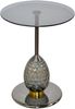 Moderner Beistelltisch Rund Ø45cm Glas Metall Schwarz/Gold Titan Chrom Grauglas Bild 3