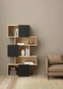 Dmora Bücherregal Acetosella, Büroregal, Mobiler Buchhalter, Bücherbrett, 96x32 h166 cm, Eiche und Schwarz Bild 2