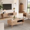 FUROKOY TV-Schrank (100cm Holzfarbenes Rattan-Couchtisch, mit 1 Schubladen und 1 Offenen Fächern) Beistelltisch für Wohnzimmer, 100 x 50 x 43 cm Bild 3