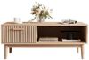 FUROKOY TV-Schrank (100cm Holzfarbenes Rattan-Couchtisch, mit 1 Schubladen und 1 Offenen Fächern) Beistelltisch für Wohnzimmer, 100 x 50 x 43 cm Bild 5