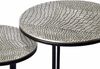 Satztisch Metall 2er Set rund silber - Beistelltisch Aluminium Tischplatten mit Muster - Design Couchtisch Anstelltisch modern Eisen Gestell - Dekotisch Wohnzimmertisch Handmade Bild 5
