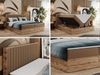 Boxspringbett mit dekorativem Kopfteil und zwei Bettkästen, Eiche Holzrahmen - ALBERO 4 - 140x200 cm - Braun Kunstleder - H3 Bild 2