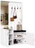 FUROKOY Kleiderständer Dielengarderobe, Wandgarderobe mit Spiegel, (Garderobenset mit Schuhschrank und 4 Kleiderhaken), für Flur, Wohnzimmer, Schlafzimmer, 100 x 40 x 180 cm, Weiß Bild 3