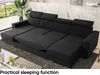 MEBLINI Schlafcouch mit Bettkasten - VOSS - 306x168x79cm - Dunkelgrau Samt - Ecksofa mit Schlaffunktion - Sofa mit Relaxfunktion und Kopfstützen - Couch U-Form - Eckcouch - Wohnlandschaft Bild 5