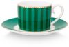 PiP Studio Espressotasse Love Birds Stripes Espressotasse m.U. grün 125ml, Porzellan, Espresso Cup & Saucer Love Birds Stripes Emerald-Green 125ml Bild 4