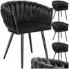 tectake Esszimmerstuhl Samtstuhl gepolstert, mit Samtbezug, Knotendesign, 60,5 x 55 x 75 cm (Polsterstuhl Astano in schwarz, 4 St), Stahlbeine, höhenverstellbare Kunststofffüße, Belastbarkeit 120 kg Bild 4