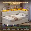 MSMASK Polsterbett Daybett, Jugendbett mit LED-Beleuchtung, Ladefunktion, Zweistöckiges Ablagefach Bild 3