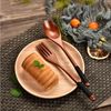 Blusmart Besteck-Set Holzgeschirr Gabel Löffel Essstäbchen 3-teiliges Set (3-tlg), Massivholz Langer Griff Löffel Essstäbchen tragbares Geschirr Bild 3