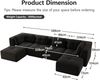 Flieks 4-Sitzer Modulares Sofa mit 2x Hocker, Cloud Sofa Cord rahmenlos, Lounge Sofa bodennah, mit breiten Armlehnen, Schwarz Bild 4