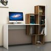 Dmora Schreibtisch Baselice, Mehrzweckschreibtisch, Bürotisch für PC, Eckschreibtisch, 145x45h75 cm, Walnuss und Weiß Bild 5