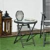 Outsunny Gartentisch klappbar, aus Glas mit Marmoroptik, rund (Klapptisch, 1-St, Beistelltisch), für Balkon Terrasse Wohnzimmer Büro, 45 x 45 x 50 cm, Weiß Bild 5