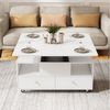 Merax Couchtisch höhenverstellbarer mit klappbarer Tischplatte & Hydraulikfunktion (1-St), Wohnzimmertisch Beistelltisch mit 4 Schubladen & Rollen, 100 x 50 x 47,5 cm Bild 2