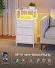 SONGMICS Nachttisch mit LED-Beleuchtung und Ladestation, Nachttisch mit 3 Schubladen und offenem Fach, weiß Bild 4
