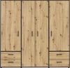 Forte MONISSA Kleiderschrank 200, moderner Drehtürenschrank, 4-türig, 4 Schubladen, Holzwerkstoff, Artisan Eiche Holzdekor|Schwarz, 205,9 cm breit x 200,1 cm hoch x 59 cm tief Bild 2