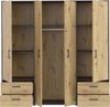 Forte MONISSA Kleiderschrank 200, moderner Drehtürenschrank, 4-türig, 4 Schubladen, Holzwerkstoff, Artisan Eiche Holzdekor|Schwarz, 205,9 cm breit x 200,1 cm hoch x 59 cm tief Bild 4