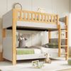 Merax Etagenbett, 90x200cm Kinderbett, Weiche Antikollisions-Schwammkante, Vierstufige gerade Treppe, Stabile Lattenroste, Grau+Natur Bild 3