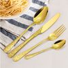 KEENZO Besteck-Set 40 teilig Edelstahl Gold Essbesteck Set florale Muster Griff (40-tlg), 8 Personen, Edelstahl Bild 3