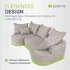 Juskys Sofa Tirano - Samt Beige , Ecksofa mit L-Form, mit Rücken- & Dekokissen, 4-Sitzer Eckcouch, Schaumstoff - Ottomane links Bild 3
