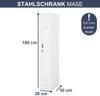 Umkleideschrank Spind KACPER - 1 Abteil, Etikettenhalter Lüftungsschlitze | Umkleidespind Metall Schließfachschrank Garderobenspind, 180x30x50cm Weiß Bild 2