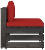 vidaXL Modulares Mittelsofa mit Kissen Grau Imprägniertes Holz 3068126 Bild 2