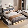 PXloue Polsterbett Modernes Polsterbett mit LED-Beleuchtung, Bettgestell mit USB-Anschluss und modernem Design 180x200 cm Bild 4