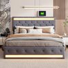 PXloue Polsterbett Modernes Polsterbett mit LED-Beleuchtung, Bettgestell mit USB-Anschluss und modernem Design 180x200 cm Bild 3