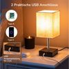 EDISHINE LED Nachttischlampe Schreibtischlampe Touch Dimmbar, 2er-Set Tischleuchten mit USB, LED wechselbar, warmweiß, kleine Tischlampe mit Ladefunktion für Fensterbank, Geschenk Bild 3