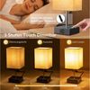 EDISHINE LED Nachttischlampe Schreibtischlampe Touch Dimmbar, 2er-Set Tischleuchten mit USB, LED wechselbar, warmweiß, kleine Tischlampe mit Ladefunktion für Fensterbank, Geschenk Bild 2