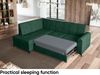 MEBLINI Schlafcouch mit Bettkasten - SCANDI - 236x171x85cm Links - Grün Samt - Kleines Ecksofa mit Schlaffunktion - Sofa mit Relaxfunktion - Kleine Couch L-Form - Eckcouch Bild 5