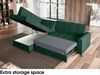 MEBLINI Schlafcouch mit Bettkasten - SCANDI - 236x171x85cm Links - Grün Samt - Kleines Ecksofa mit Schlaffunktion - Sofa mit Relaxfunktion - Kleine Couch L-Form - Eckcouch Bild 4