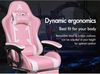Gamingstuhl mit Massage Fußstütze Kopfstütze Lendenkissen 150° Rückenlehne Rosa Bild 4