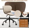 COSTWAY Bürostuhl h?henverstellbarer, ergonomischer Drehstuhl 150kg belastbar ohne Armlehnen Computerstuhl Chefsessel für Arbeitszimmer & Büro, Beige+Grau Bild 3