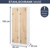 Umkleideschrank Spind JULIA - 4 Abteile mit Lüftungsschlitze | Umkleidespind Metall Schließfachschrank Garderobenspind, 185x80x45cm Weiß-Sonoma Eiche Bild 2