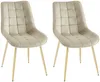 Vente-unique - OLLUA Stuhl Samt Beige - B 60 cm x H 87 cm x L 49,5 cm Bild 2