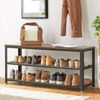 Vasagle Schuhbank, Schuhregal mit 2 Ablagen, Schuhorganizer, 100 x 30 x 45 cm, für den Eingangsbereich, Flur oder Wohnzimmer geeignet, Metallgestell, Industrie-Design, vintagebraun-schwarz Bild 3
