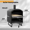 Outdoor 40 cm Holzofen Pizzaofen 2-Schichten Pizza-Maker mit quadratischem Stein Pizzaschaufel Grillrosten Schwarz Bild 5