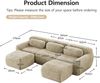 Flieks 3-Sitzer Sofa, U-förmiges Sofa, Schlafsofa, rahmenlos modular mit 2 Ottoman & 3 Kissen, rutschfester Boden, Plüsch, Hellkhaki Bild 4
