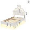 PXloue Polsterbett Einzelbett Kinderbett (Ideal für ein Märchenhaftes Kinderzimmer), LED Kopfteil in Blumenform,mit Lattenrost und Metallbeinen,90x200 cm Bild 4