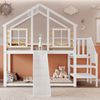 Etagenbett 90x200 cm mit Rutsche, Treppe, Fenster & Hausdach – Kinder Hochbett Spielbett mit Absturzsicherung Bild 3