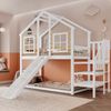 Etagenbett 90x200 cm mit Rutsche, Treppe, Fenster & Hausdach – Kinder Hochbett Spielbett mit Absturzsicherung Bild 2